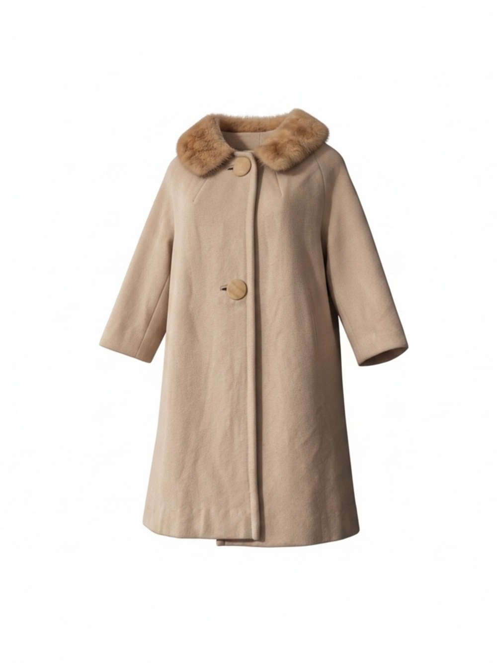 Vintage 1960s Luxury Loomed By Einiger 100% Wool Coat With Fur Trim Collar